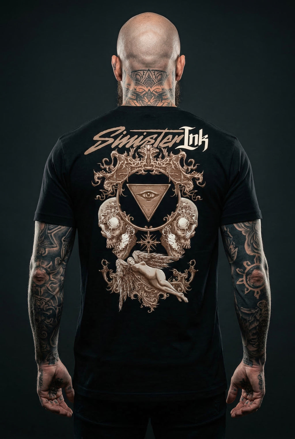 Fallen Angel Tee back print on model