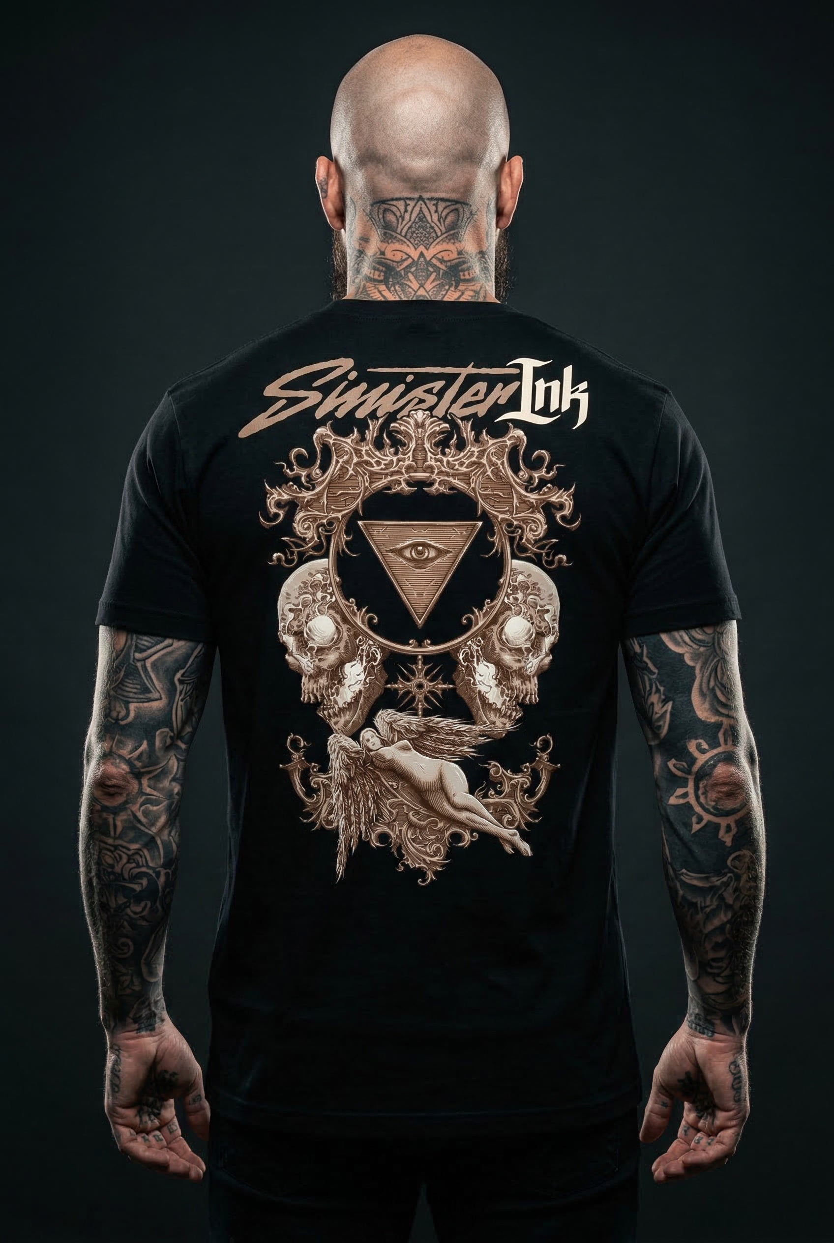 Fallen Angel Tee back print on model