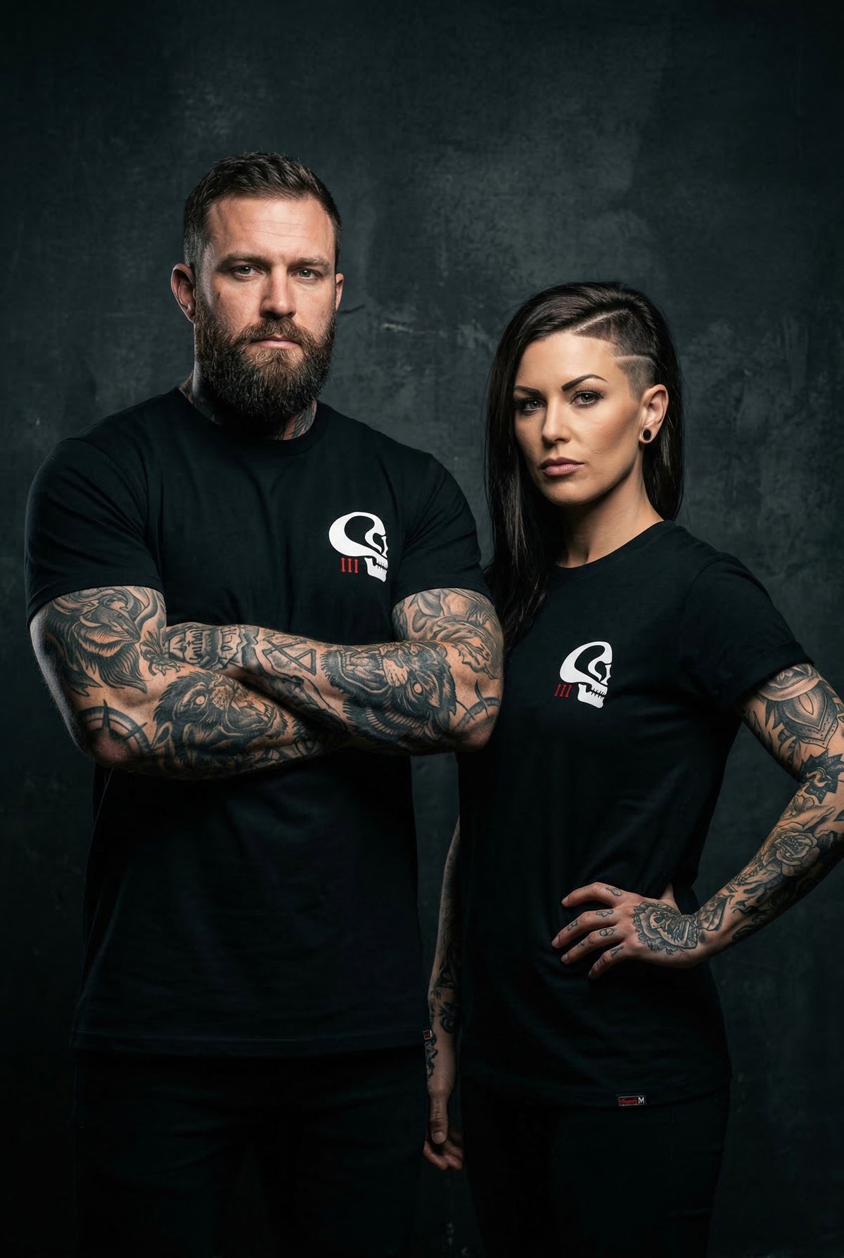 Plague Doctor Tee front, studio pair