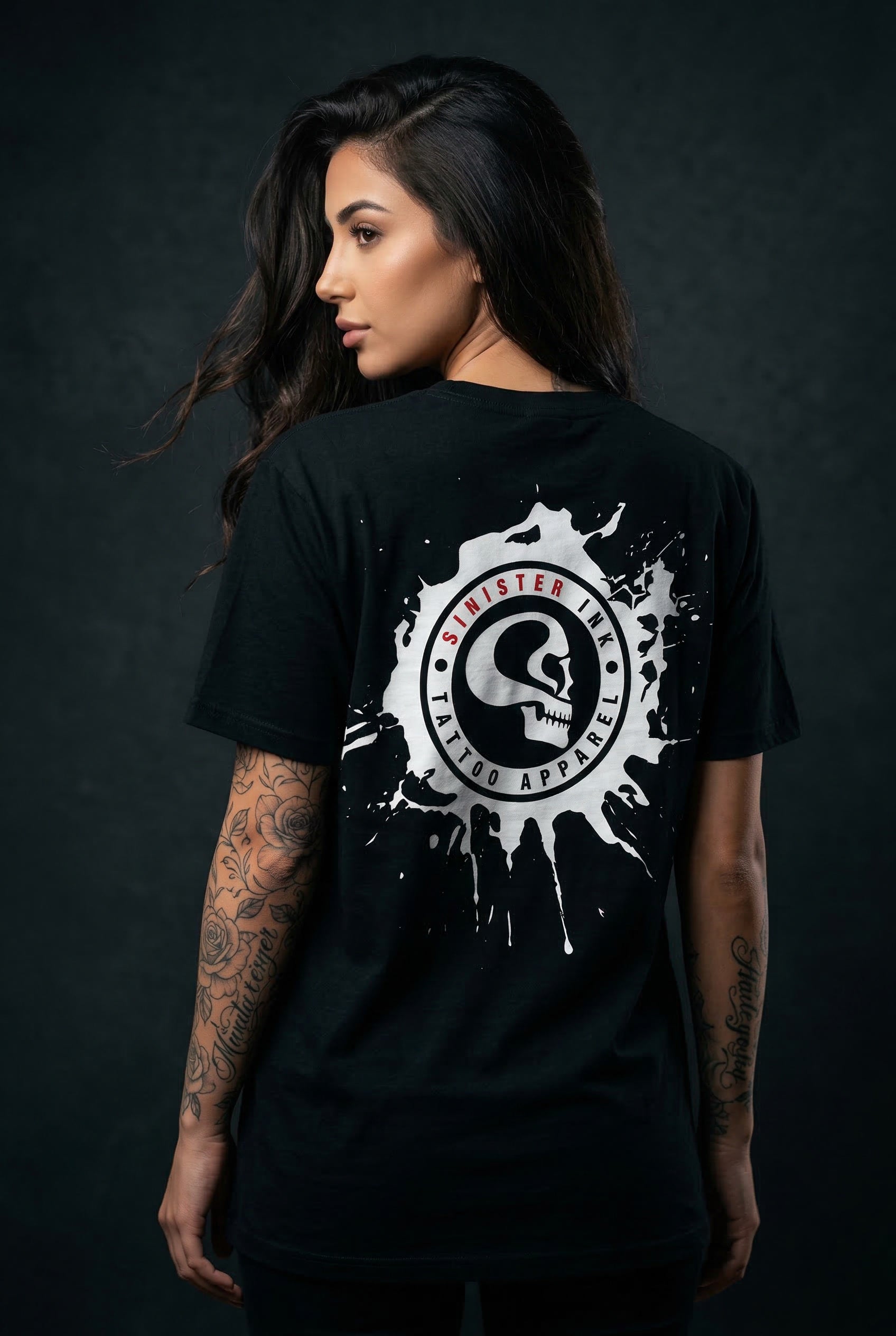 Sinister Ink Original Tee back print on model