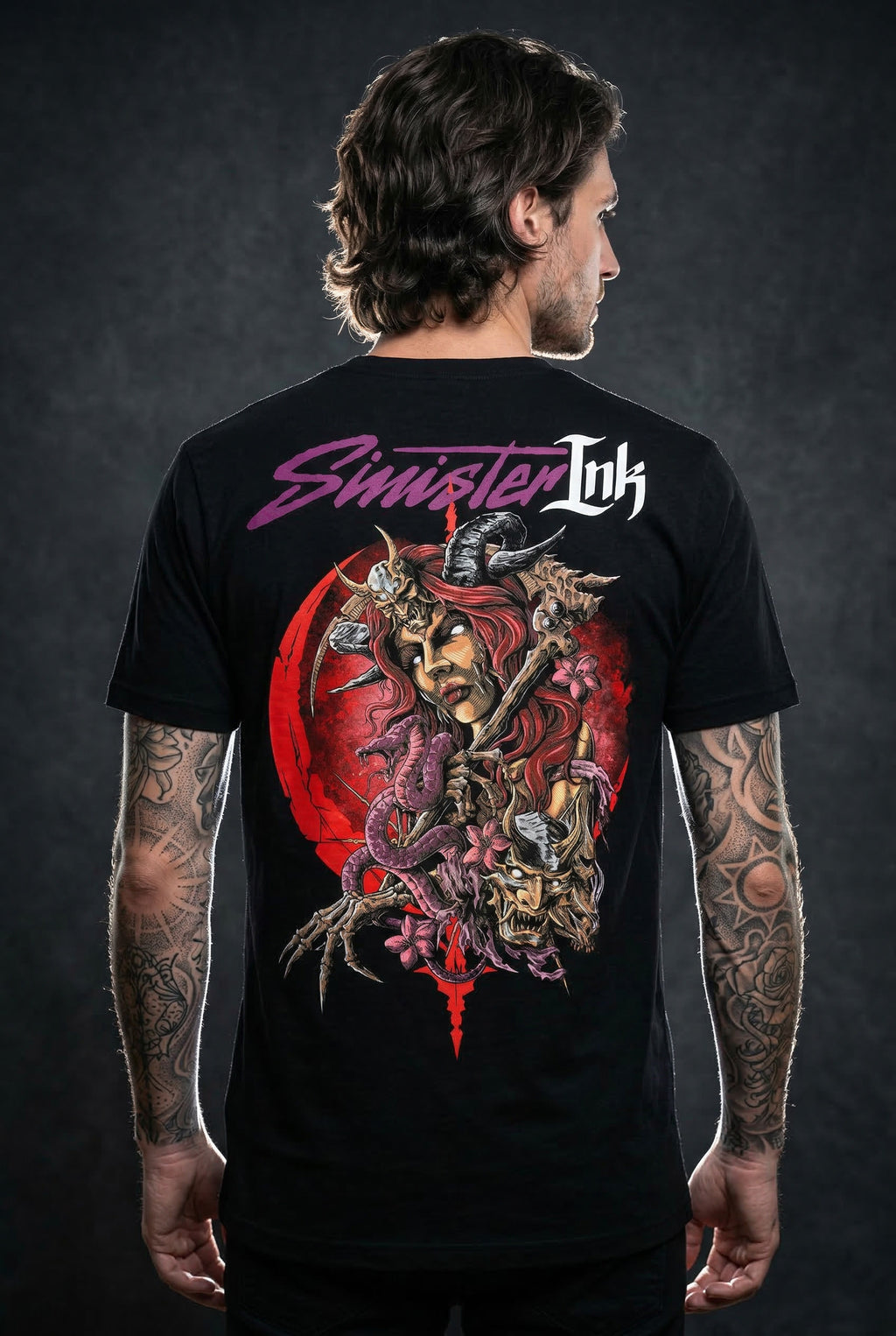 Succubus Tee back print on model